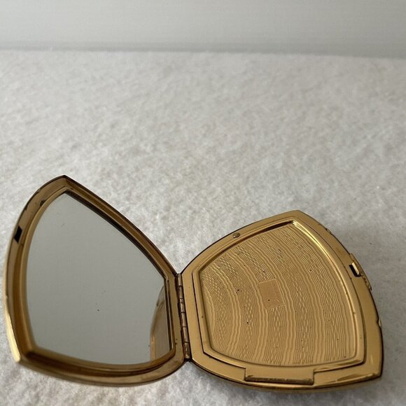 Elgin American Mirrored Compact Makeup Case Gold Tone Cherubs Flowers Midcentury - Picture 8 of 16